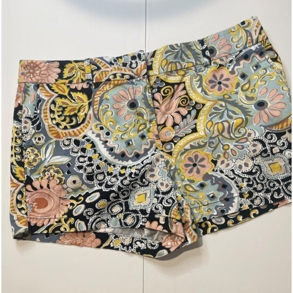 LOFT Floral Print Flat Front Shorts Size‎ 14 Colorful Botanical Summer